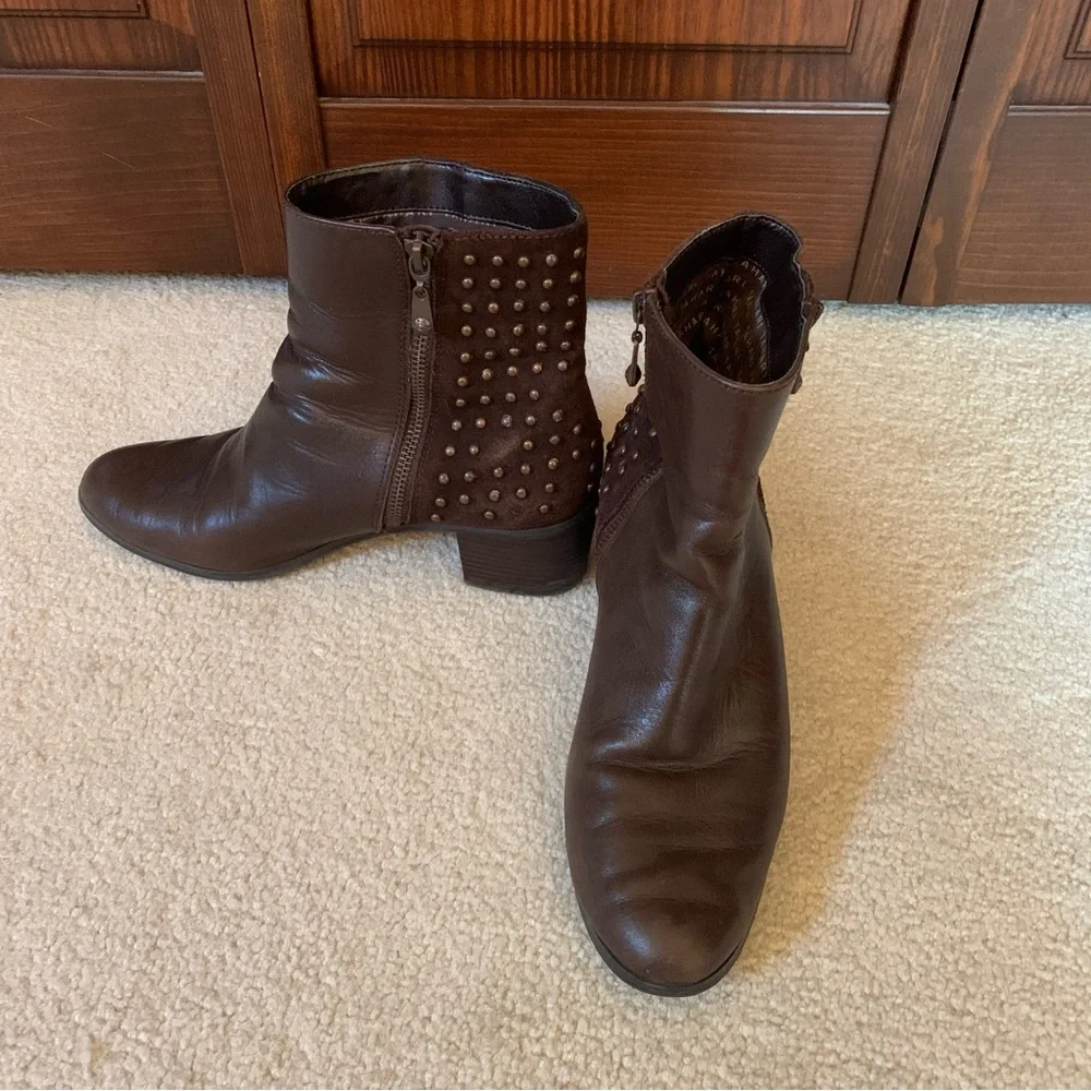 Tahari Brown Leather Booties - Picture 2 of 4